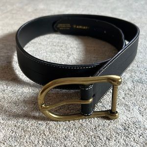 Ariat Black Leather Belt with Oversized Gold Buckle